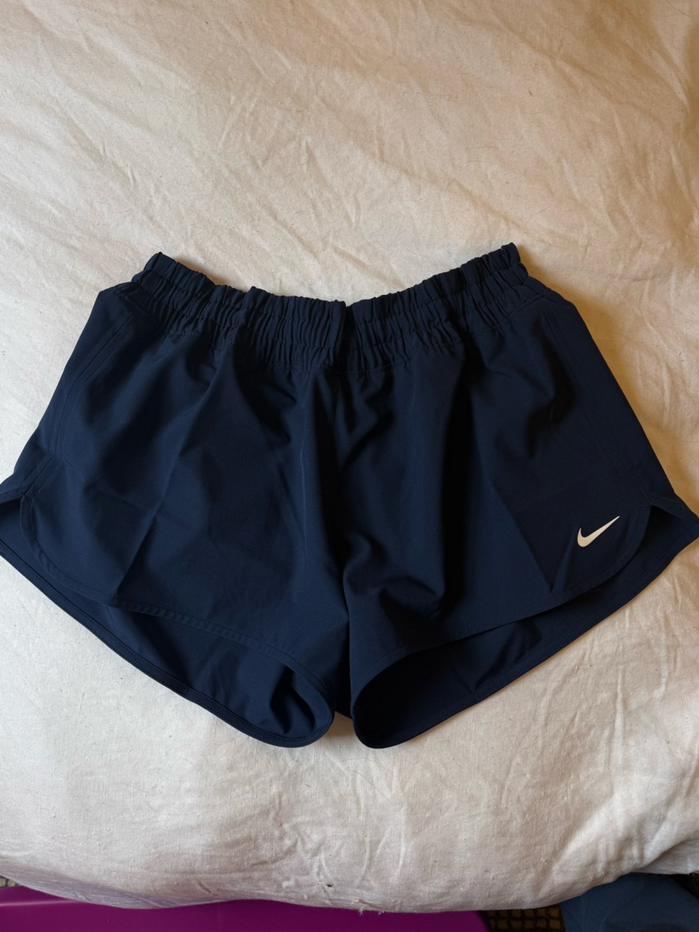 Nike Women's Navy Blue Athletic Running Shorts with Elastic Waistband